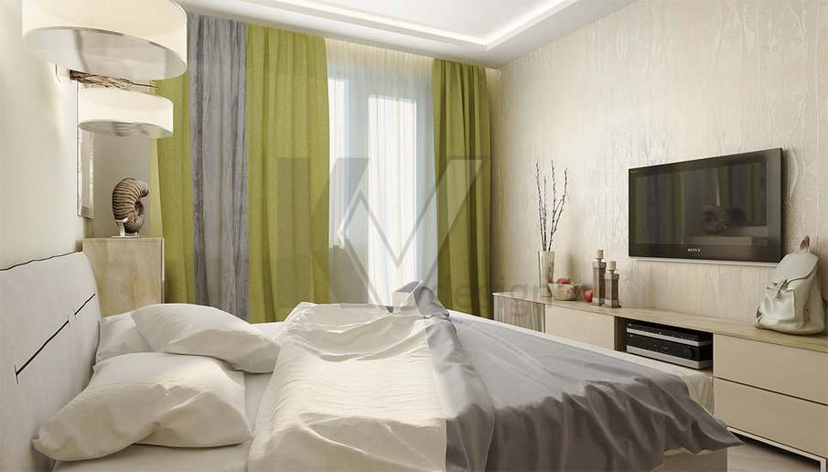 Интерьер спальни в современном стиле в светлых тонах в квартире